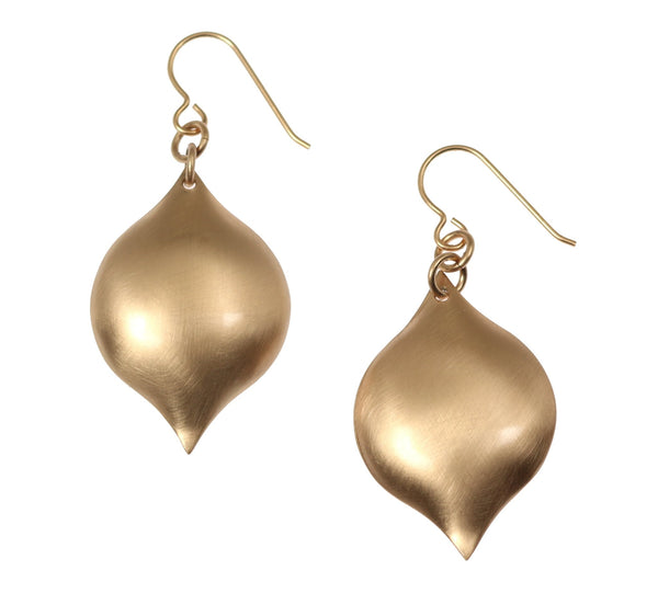 Polished Brass Organic Form Drop Earrings