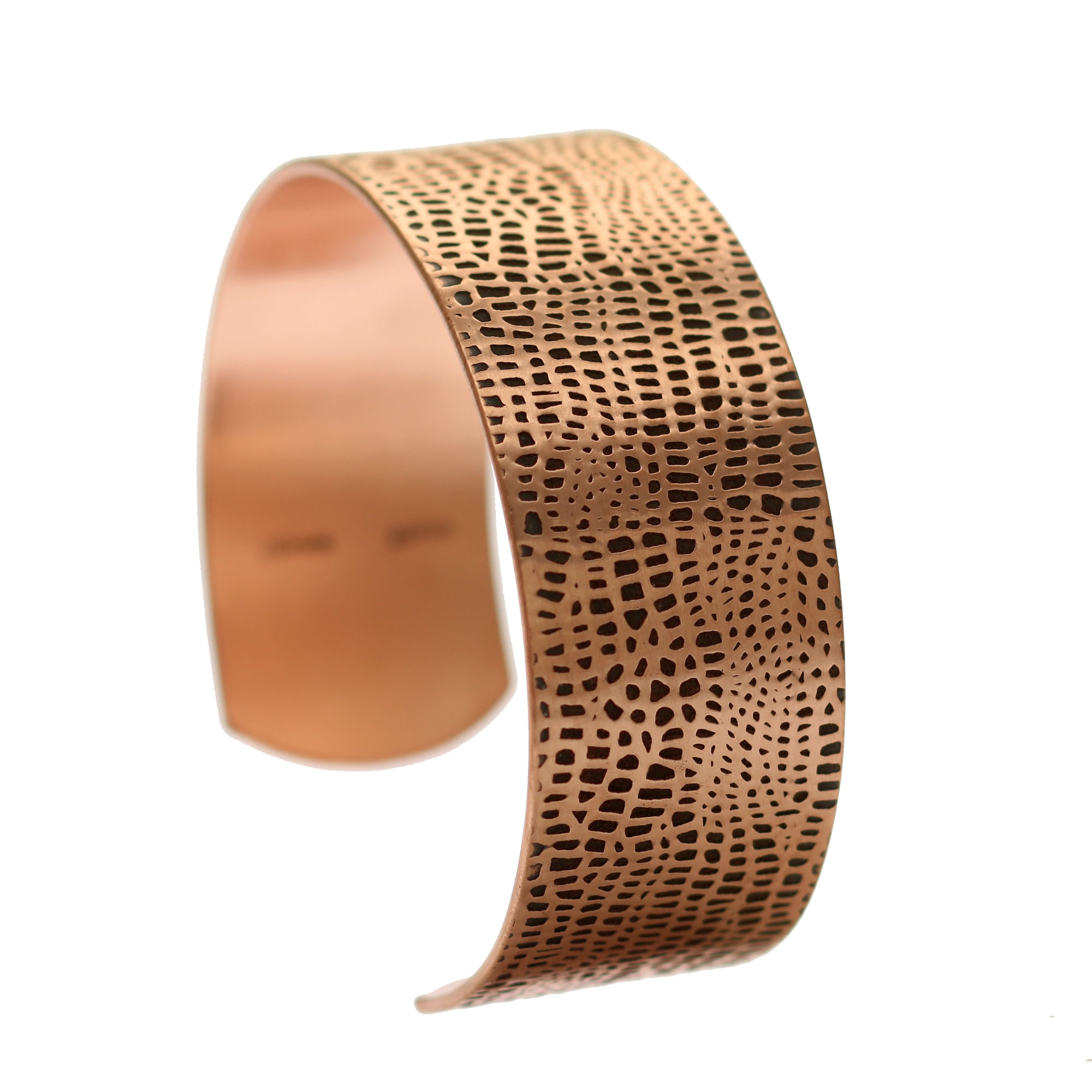 Men's Alligator Embossed 1 Inch Wide Solid Copper Cuff  - Right Side View