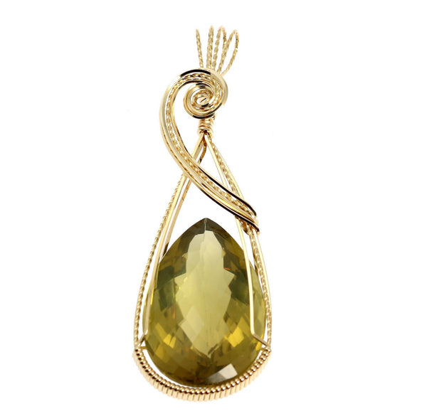 BUY 84.5 CT Green Gold Quartz 14K Gold-filled Wire Wrapped Pendant