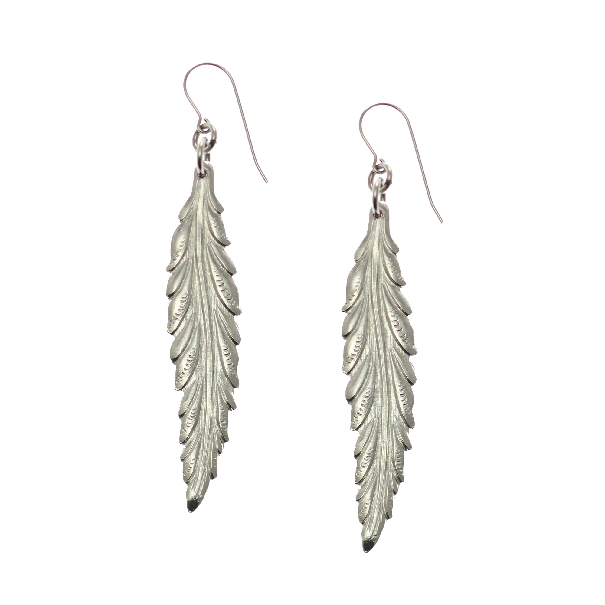 Long Feather Aluminum Drop Earrings 