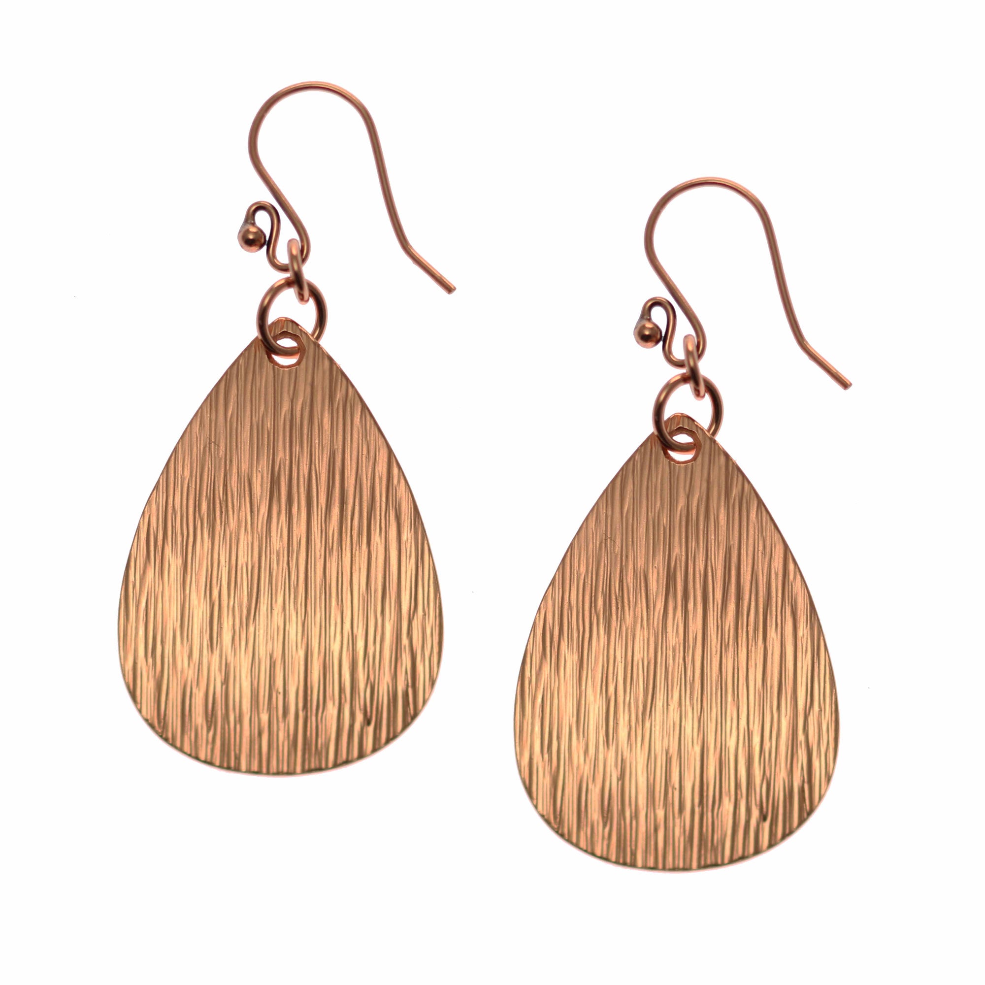 Medium Bark Embossed Copper Teardrop Earrings