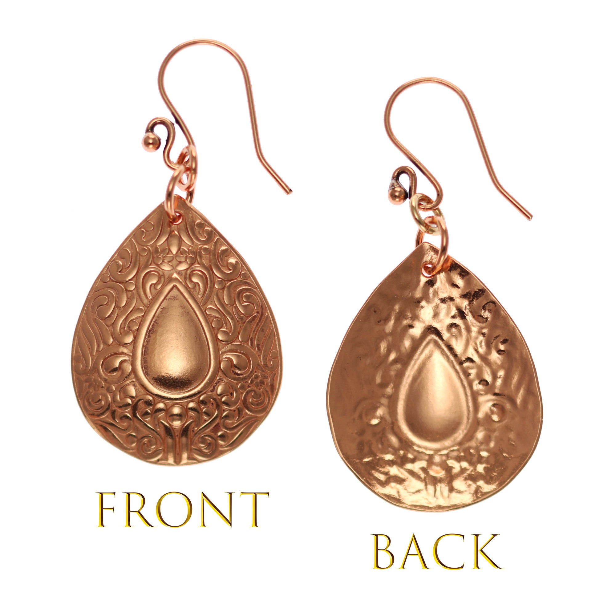 Ornate Mandala Teardrop Copper Earrings