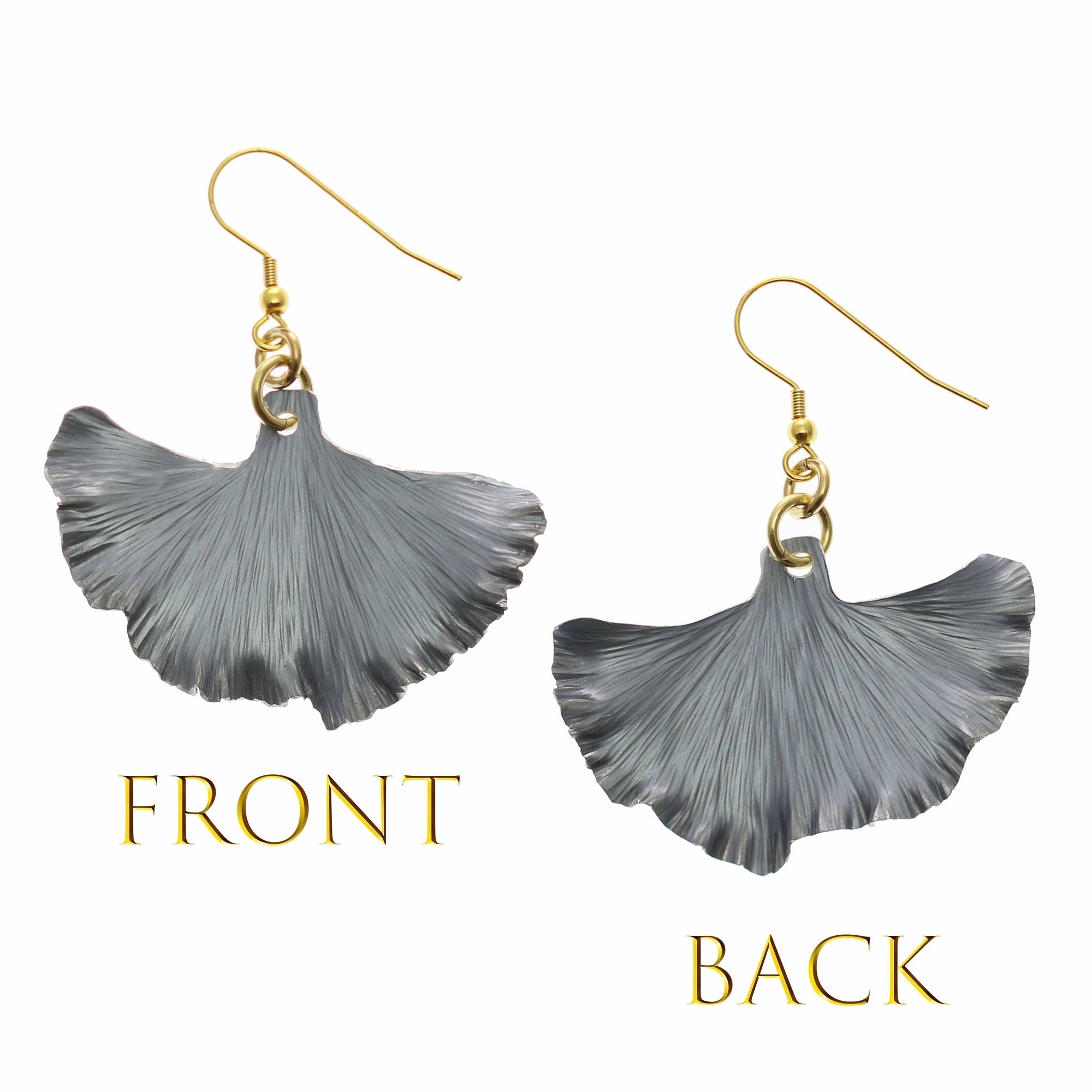 Pewter Gray Anodized Aluminum Medium Ginkgo Leaf Earrings