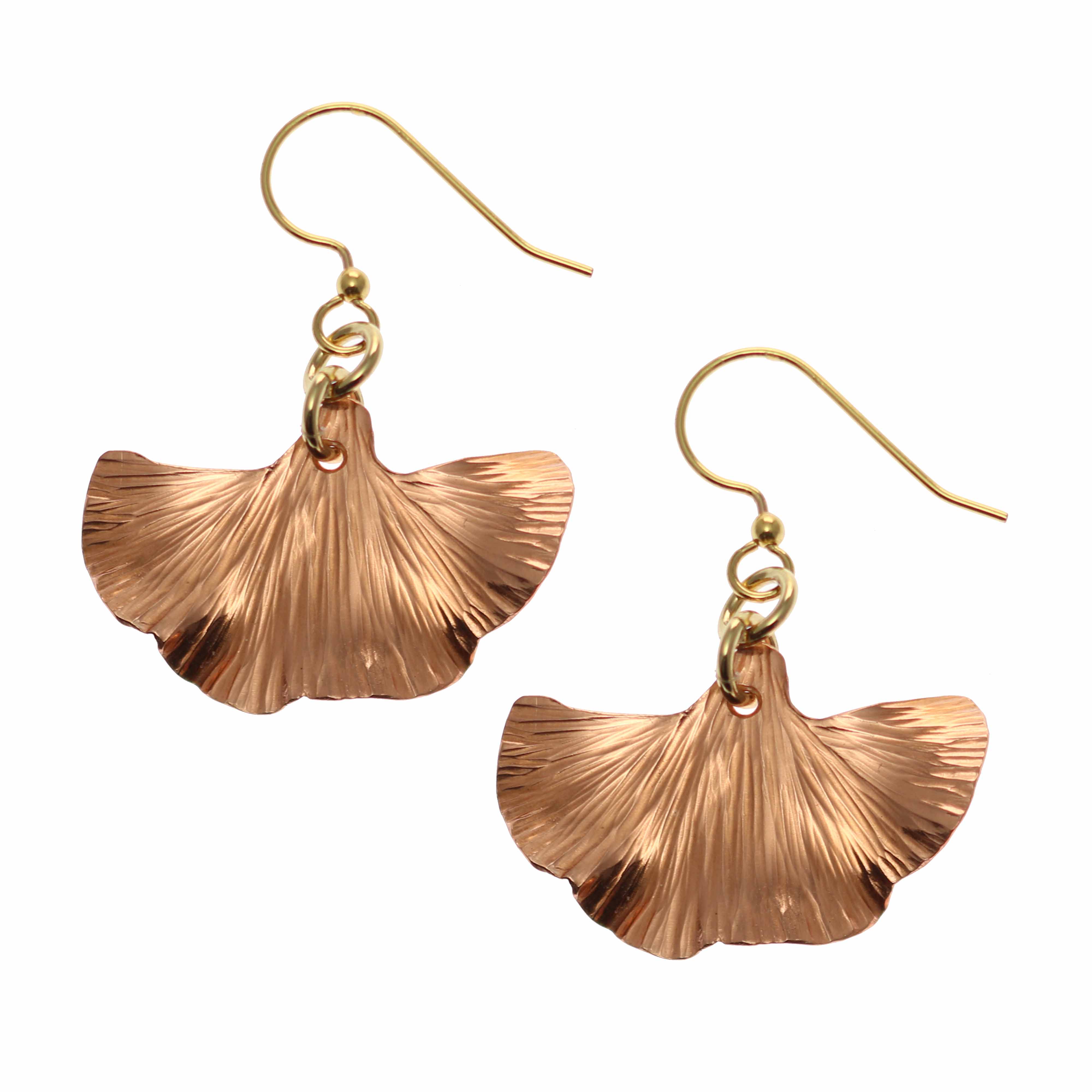 Handmade Copper 2024 Ginkgo Leaf Earrings