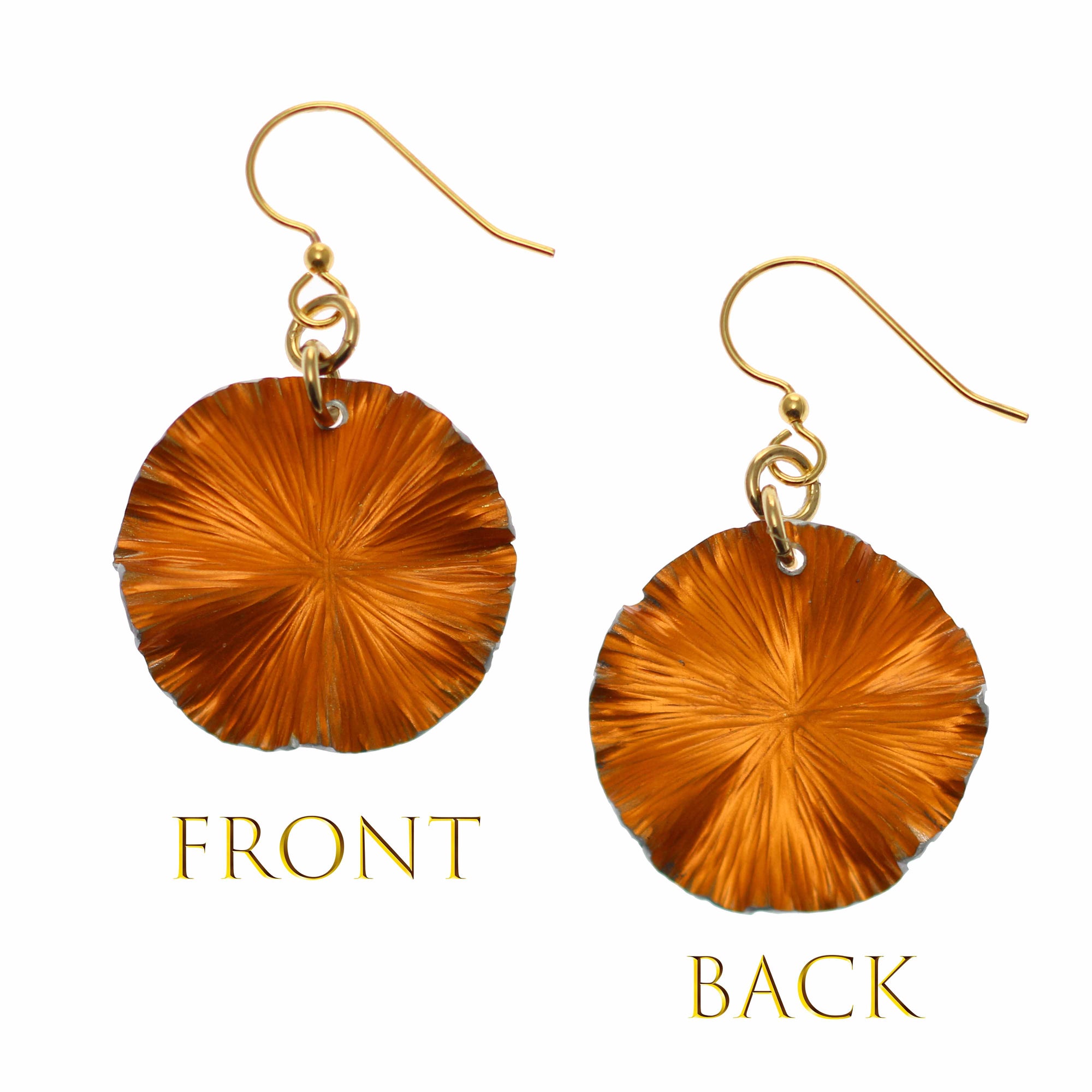 Small Orange Anodized Aluminum Lily Pad Earrings