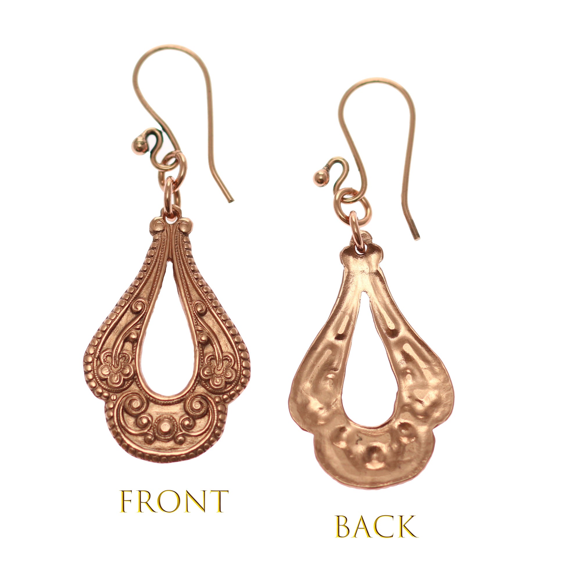 Victorian Open Teardrop Earrings - Front and Back View