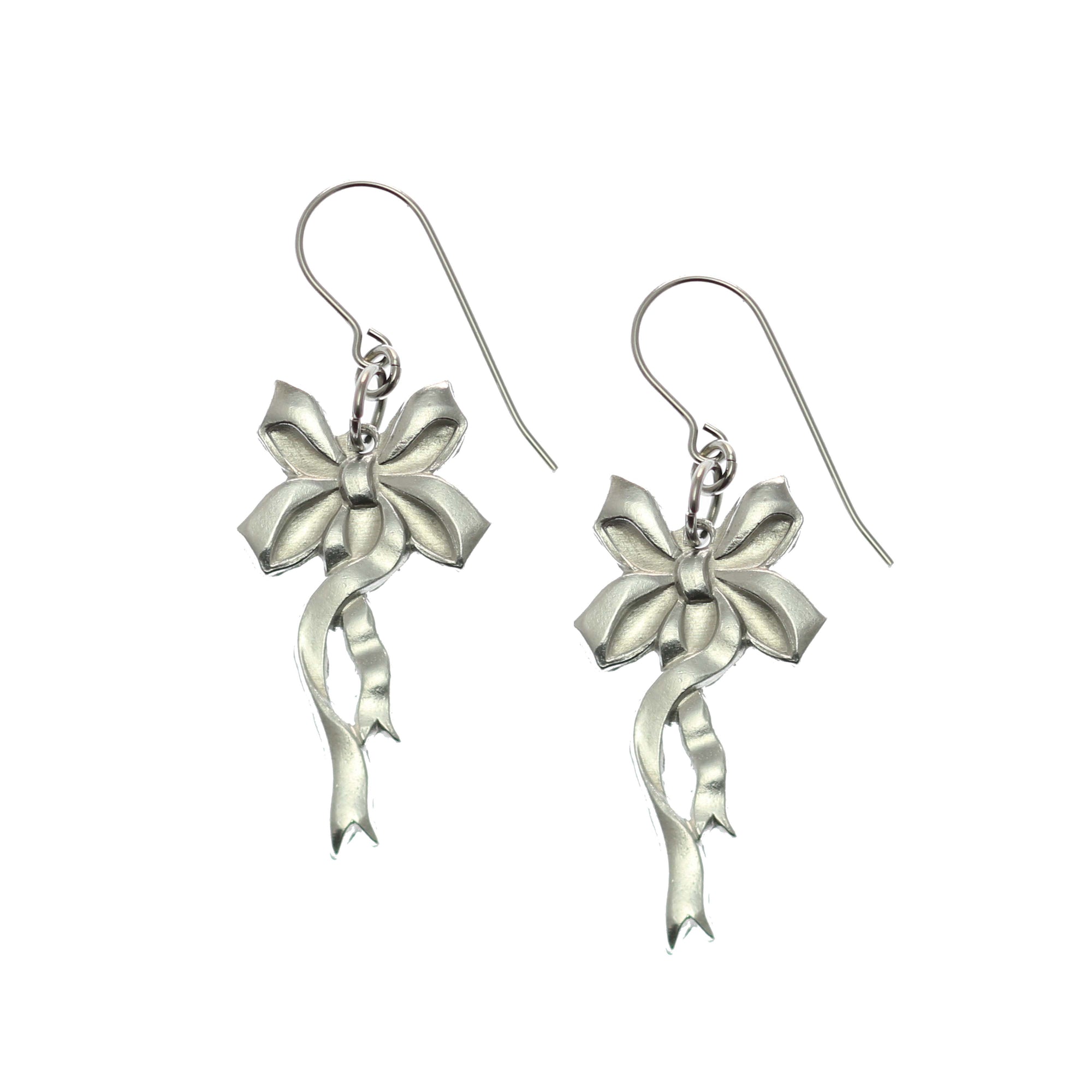 Yuletide Ribbon Aluminum Dangle Earrings