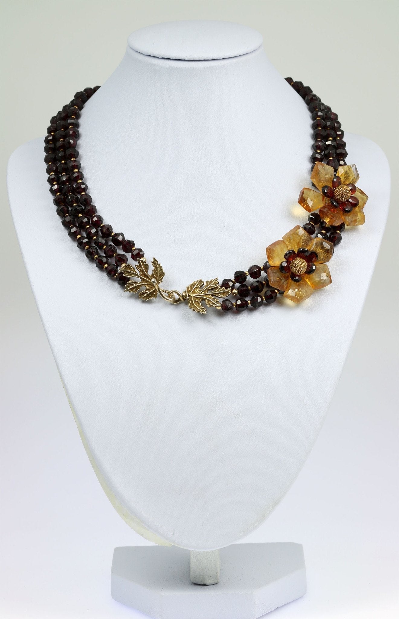 Faceted Garnet Bead Necklace