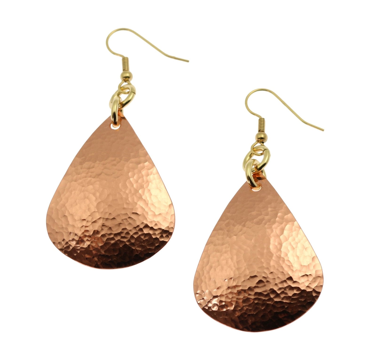 Hammered Copper Teardrop Earrings