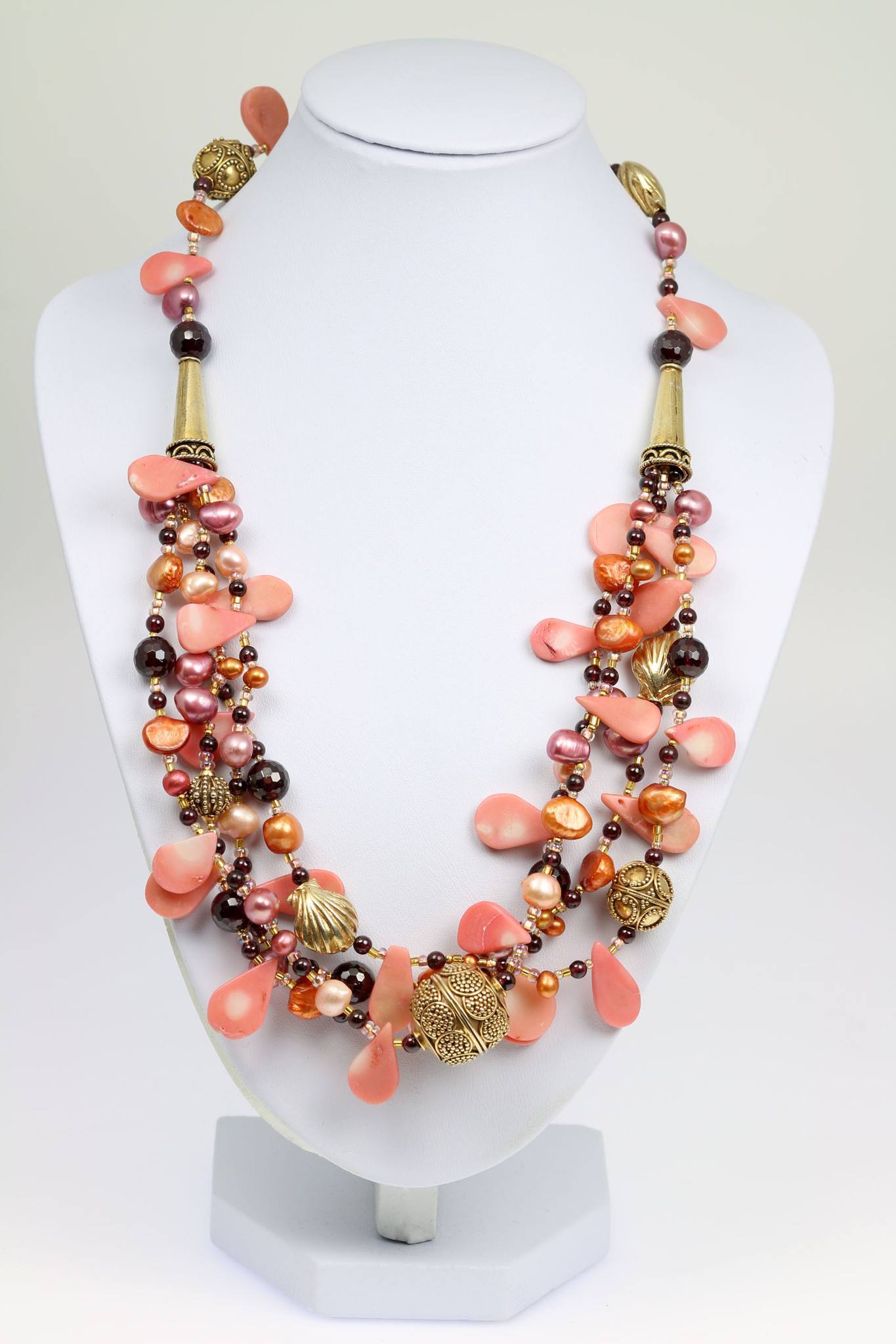 16” Pink Garnet Bead, Garnet Chip Bead Strand, Garnet Bead Necklace, Beaded  Garnet